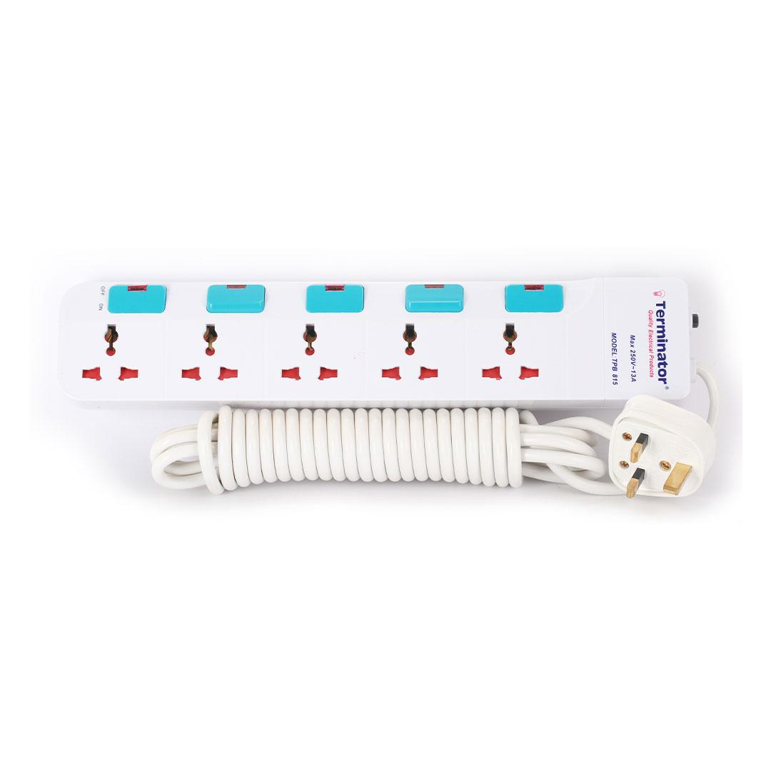 5 Way Universal Power Extension Socket 3M Cable 13A