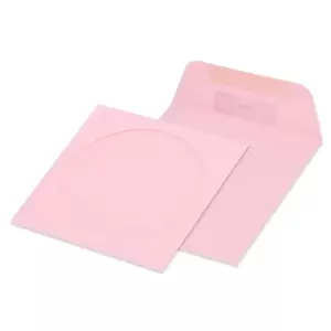 FIS Pack of 25 Color Envelopes, 80 GSM, Glued, Size 125 X 125mm, With Window, Color Pastel Pink