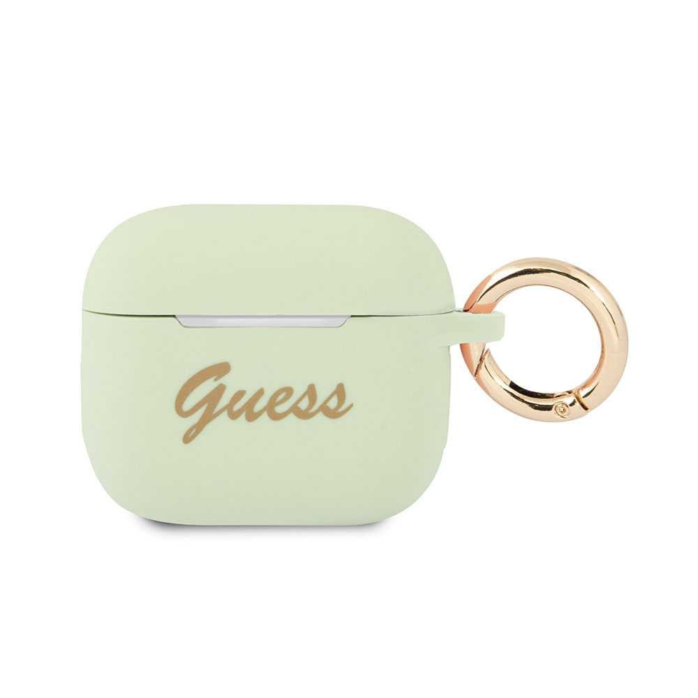 Guess Silicone Printed Script Case with Ring for Airpods 3 - Green