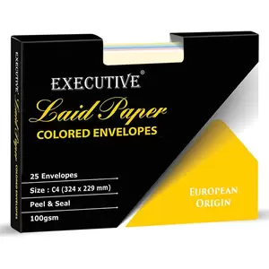FIS Executive Laid Paper Envelopes Peel & Seal, Pack of 25 Pcs. 6 Assorted Colors, C4 (324 x 229 mm) Size, 100 GSM - FSEE1027PB625