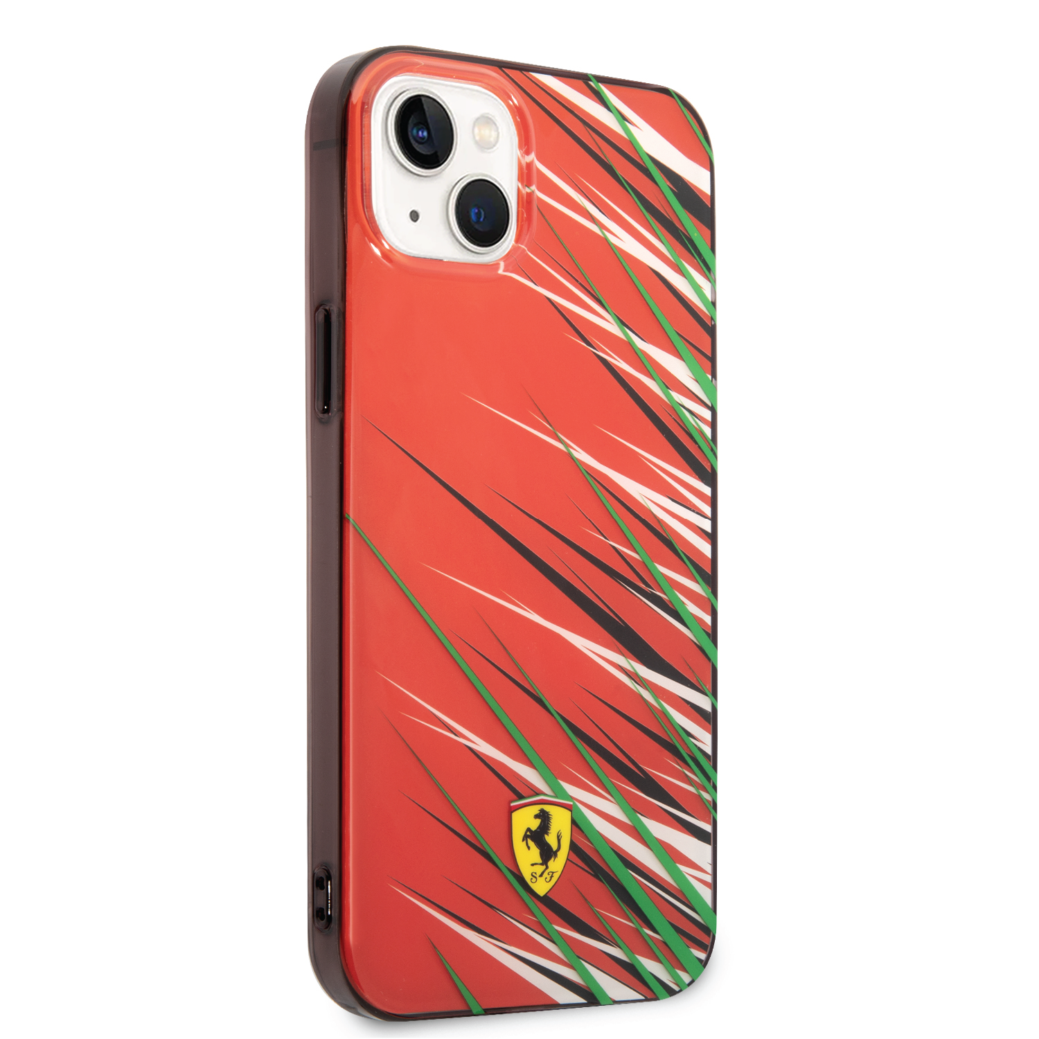 Ferrari PC/TPU Case With Double Layer Grass Print For iPhone 14 Plus - Red