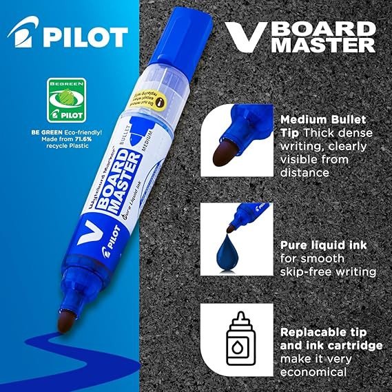 Pilot V Board Master Whiteboard Marker Chisel - Blue (box/12pcs)