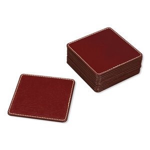 FIS Executive Conference Room Set of Bonded Leather Desk Blotter, Coaster and Pen Holder with Pen - Burgundy-FSDSCONFRSETBU