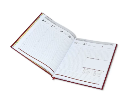 FIS Executive Diary 2023 English/French (1-Week at a glance) Vinyl, 1-Side Padded, Cover, Red - FSDI34E23RE