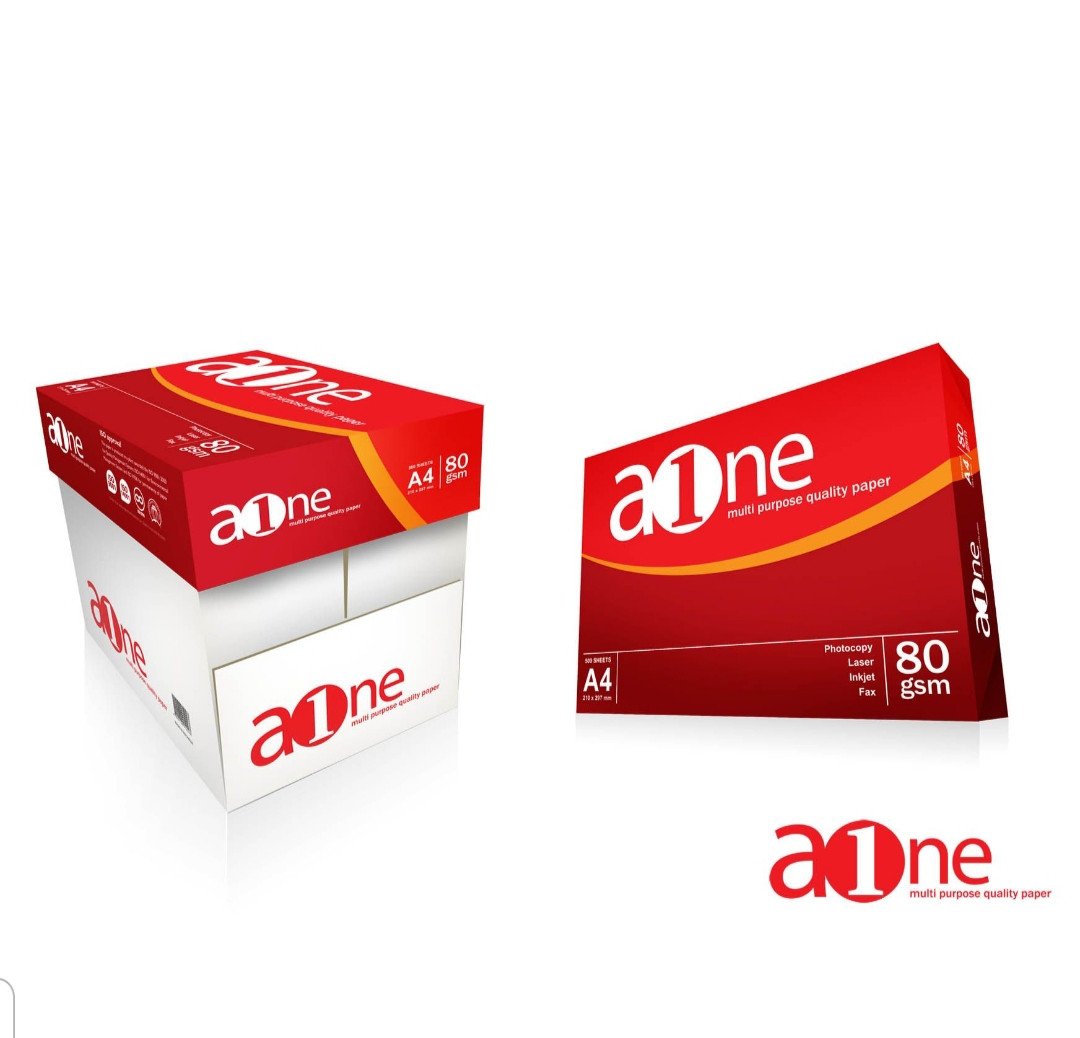 AOne Paper, Size A4, GSM 80, 500 Pages Ream (Bundle of 5 Reams)