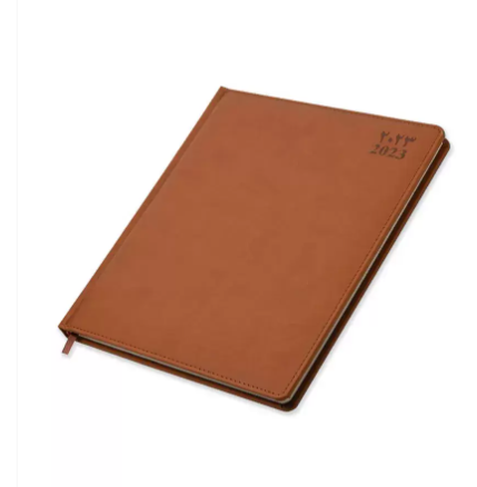 FIS Executive Diary 2023 Arabic/English/French (1-Week at a glance) Italian PU Padded, Cover, Brown - FSDI35AEP23BR