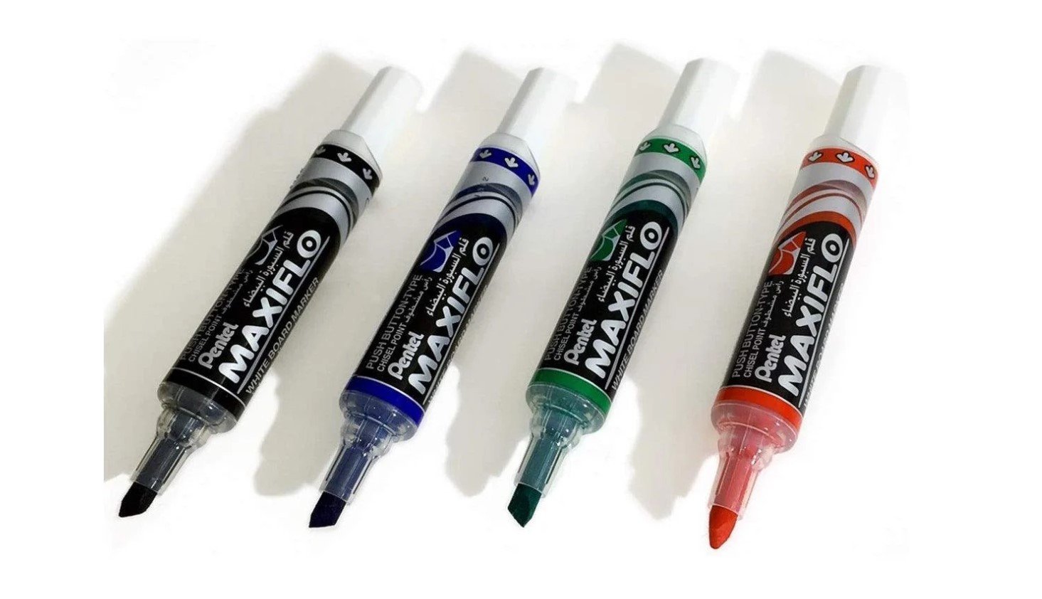 Pentel Maxiflo Whiteboard Marker Chisel Black pack of 12