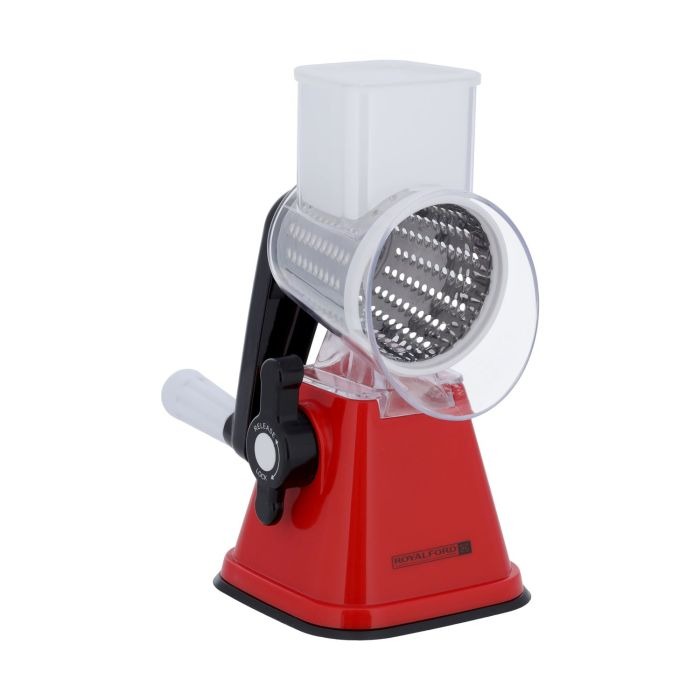 Rotary Grater, Manual Stainless Steel Grater, RF10312 | Vegetable Slicer With 3 Interchangeable Blades | Grater For Kitchen, Ideal For Cheese, Cucumber, Carrot, Nuts, Etc