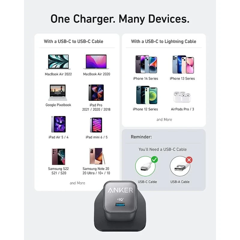 Anker 511 Charger Nano 3, 30W Black