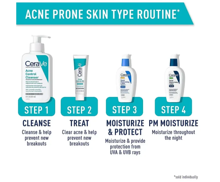 CeraVe Salicylic Acid Acne Treatment with Glycolic Acid and Lactic Acid | AHA/BHA Acne Gel for Face to Control and Clear Breakouts 40ml