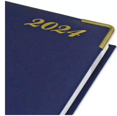 FIS Agenda Diary 2024 (English) 1-Side Padded, Gold Corners, Blue - FSDI75EVG24BL