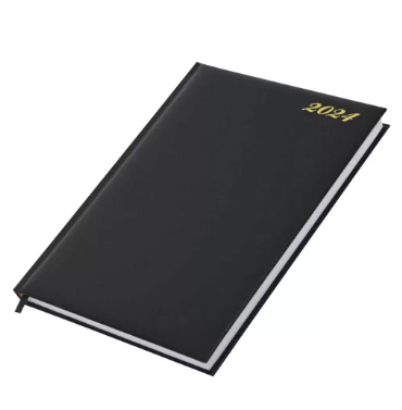 FIS Bonded Leather Diary 2024 (English) Black, A4 - FSDI40EBW24BK
