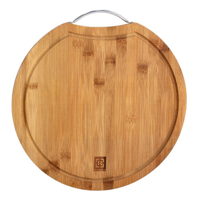 Royalford Organic Bamboo Round Cutting Board - Large Kitchen Cutting Board | Best For Food Prep, Meat, Vegetables, Bread & Cheese | Durable, Lightweight Design & Eco Friendly Material