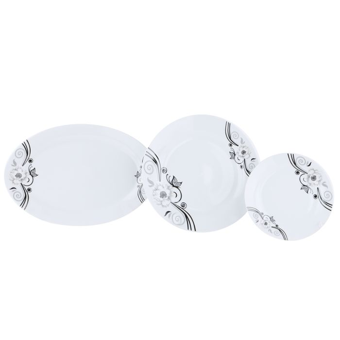 Royalford RF9989 49Pcs Floria Dinner Set - Floral Design Plates, Bowls, Spoons, Cup & Saucer Tea Pot | Comfortable Handling | Ideal For Everyday Use, Family Get- Together, Restaurant & More