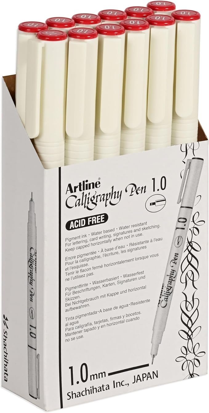 Artline EK241 Calligraphy Writing Pen 1.0mm Red