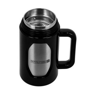 Royalford Travel Mug with Strainer - Stainless Steel - Black - 400 ML