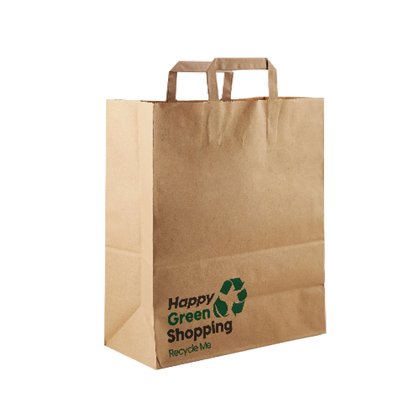 Printed Brown Paper Shopping Bag 32x16x48 Cm 250 Pieces