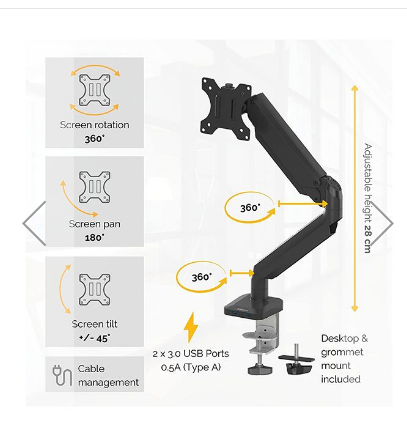 FELLOWES PLATINUM SERIES SINGLE MONITOR ARM 8043301