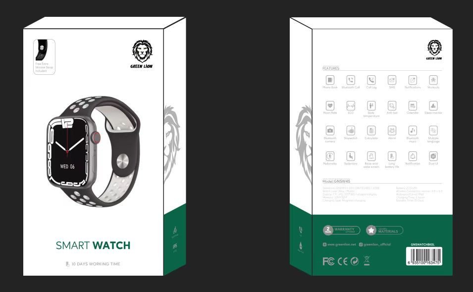 Green Smart Watch 45mm - Black/Gray