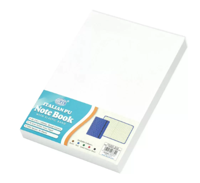 FIS Notebook With Elastic Band Italian PU Cover, Ivory Paper, 5 mm Square, Blue Color, 96 Sheets With Gift Box, A6 Size