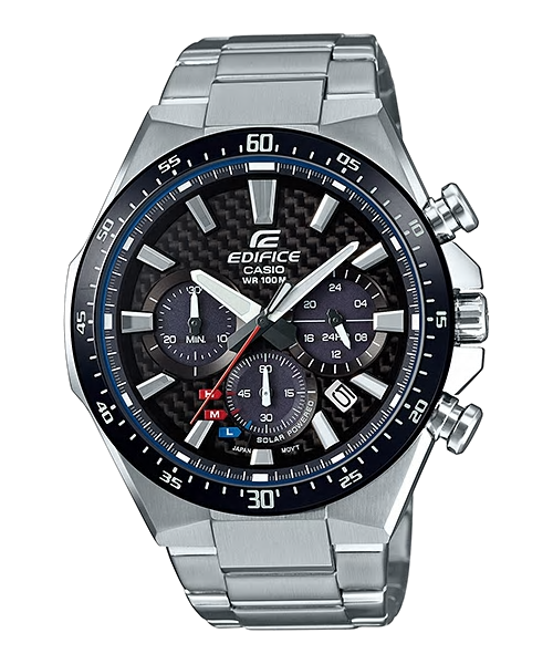 Casio Edifice EQS-800CDB-1AVUDF Solar Chronograph Carbon Fiber Watch for Men's , Black