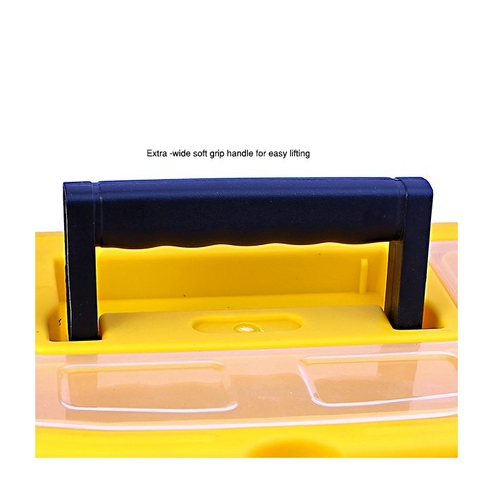 Geepas GT59020 16" Plastic Tool Box With Gripped Handle, Detachable Tray And Durable Tool Storage Organiser