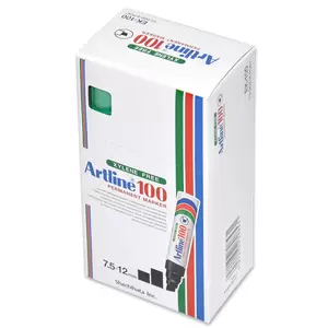 Artline Jumbo Marker, Pack of 12, Ek-100 7.5-12.0 Water Proof, Green - ARMK100XFGR