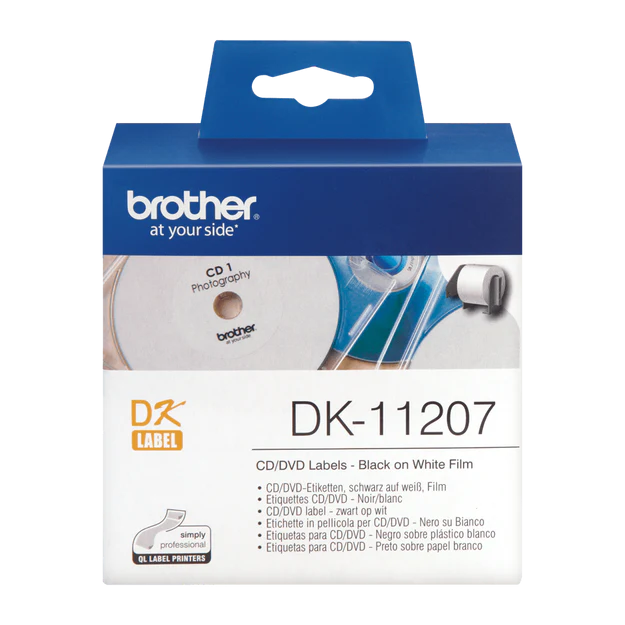 Brother DK-11207 CD-DVD Labels, 58 mm, 100-roll, White