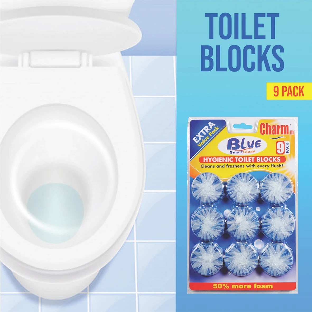 Charmm Antibacterial Toilet Block Blue 9 Block