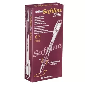 Artline Softline 1700 Gel Pen 0.7mm, Pack of 12 Pcs, Fluoro Yellow Color, Rubberised Soft Grip - ARBNEGB-1700FYL