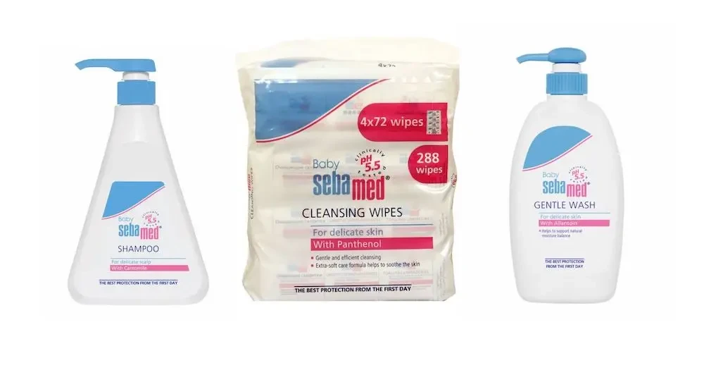 Sebamed Baby Shampoo 500 ml, Baby Wet Wipes 4 x 72'S And Baby Gentle Wash 400 ml Set