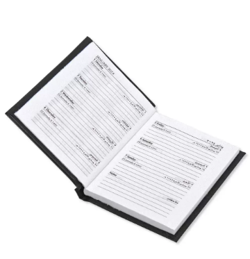 FIS 2024 Pocket Diary Arabic English Vinyl 1 Side Padded Week View Black -FSDI12AE24BK