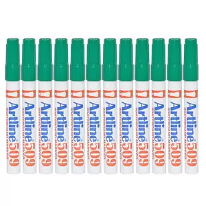 Artline 509 Whiteboard Markers 2.0-5.0mm, Pack of 12 Pcs, Green Color, Acrylic Fibre Tip, Chisel Style - ARMK509GR