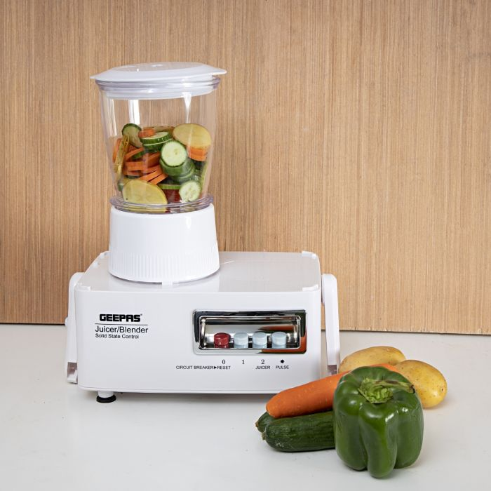 Geepas 4-In-1 Food Processor - Blender Juicer, 2-Speed With Pulse Function & Safety Interlock | 600W | Juicer, Blender, Mixture & Coffee Mill Included