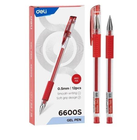 Deli Gel Pen E6600S -0.5mm Red