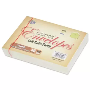 FIS Pack of 50 Executive Laid Paper Envelopes, 100 GSM, Size 120 X 185mm, Glued, Color Green