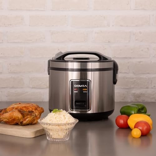 DOMEA 2-in-1 Electric Rice Cooker, 1.8 L Capacity, Non-Stick Cooking Pot With Food Steamer Basket, Warm/Cook Light Functions, 700 Watts