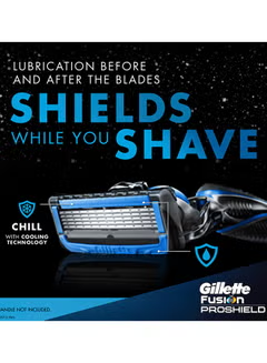 ProShield5, Chill razor Handle + 2 Blade Refills, Black/Grey/Blue