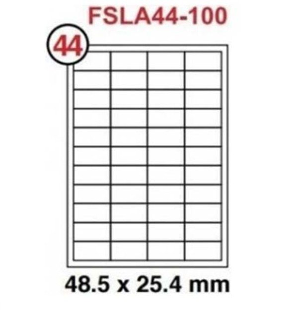 FIS Multipurpose Laser Labels, Colour White, Size 48.5X25.4MM, (44 Sticker x 100 Sheet) A4 Size, E.U. Origin Material - FSLA44-100
