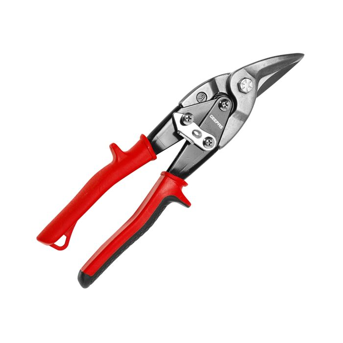 Geepas Aviation Snip Left Cut 250mm - Left Cut Offset Tin With Forged Blade With Twin Spiral Spring, Comfort Grips | Ideal For Cutting Upto 18 Gauge Aluminium, Wire Mesh, Leather, Copper & Plastic