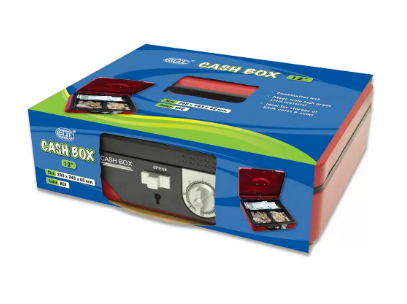 FIS Cash Box Steel Red Color With Number/Key lock, 300 x 240 x 85 mm, 12 Inch Lock Size - FSCPTS1023CRE