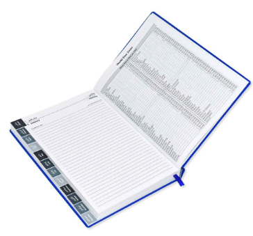 FIS 2024 Agenda Diary Arabic/English Right Side Opening with 12 Months Index, PVC Hard Cover Blue - FSDI63AER24BL