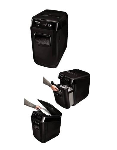 Fellowes AutoMax 150C 150-Sheet Cross-Cut Auto Feed Shredder with Jam Protection for Hands-Free Shredding (4680001), Black