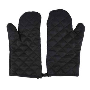 Royalford Kitchen Gloves With Pot Holder - Polyester - Black