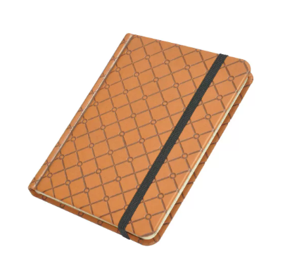 FIS Notebook With Elastic Band Italian PU Cover, Ivory Paper, Single Ruled, Brown Color, 96 Sheets With Gift Box, A6 Size