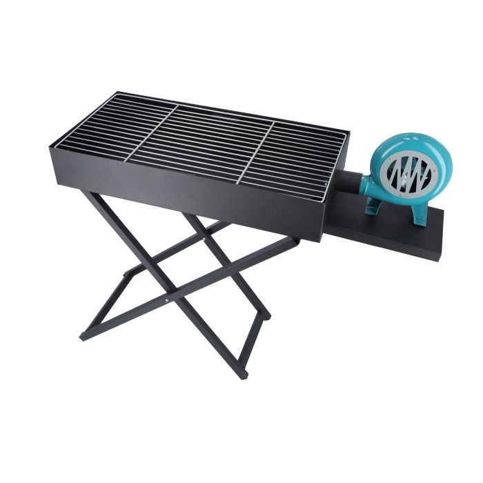 Barbecue Grill Stand With Blower, RF10354 - Foldable Barbecue Charcoal Grill, Folding Tabletop Kabab Smoker Grill For Outdoor Camping, Durable Iron