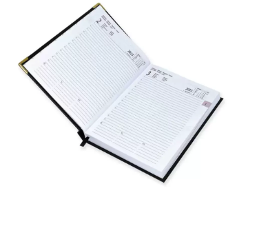 FIS 2023 International Diary A5 7-Languages Vinyl Gold Corner 1-Side Padded Black - FSDI136-7G23BK