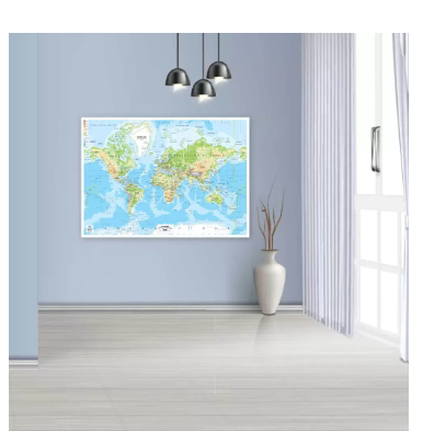 FIS "WORLD" Wall Map with Glossy Lamination, French Language, Size 50x70cm, Printed in Multicolour - FSMA50X70WFN
