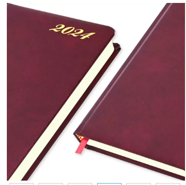 FIS French Diary 2024, Bonded Leather 1-Side Padded, Round Corner, Maroon - FSDI29FRB24MR