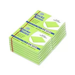 FIS Sticky Note Pad, 3X4 inches, Pack of 12, Ruled Neon Green -FSPO3X4RNGR